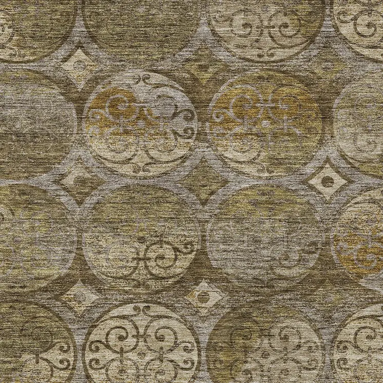 5' X 8' Brown Taupe And Gray Trellis Washable Indoor Outdoor Area Rug