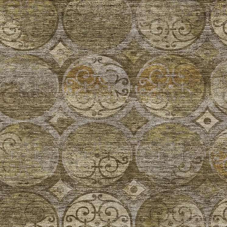 8' X 10' Brown Taupe And Gray Trellis Washable Indoor Outdoor Area Rug