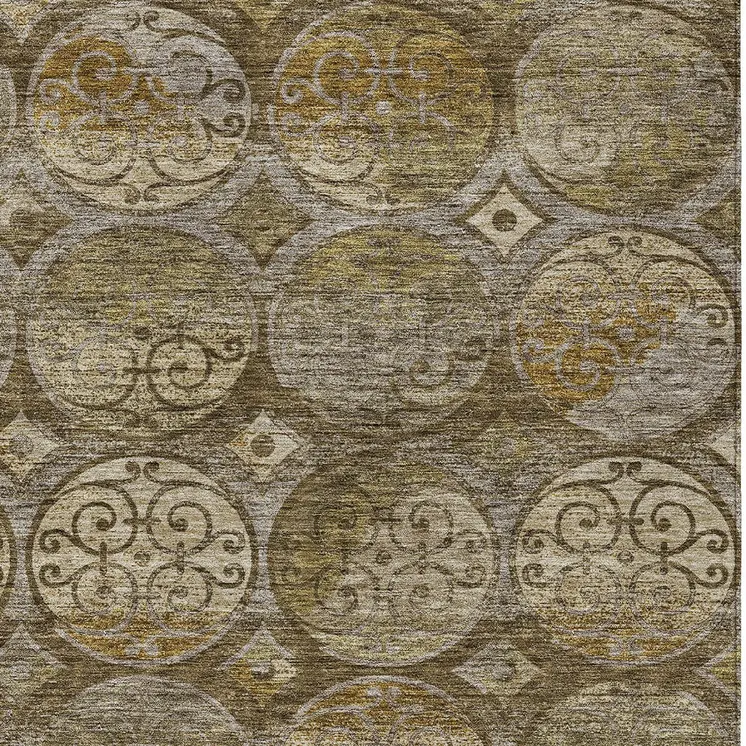 10' X 14' Brown Taupe And Gray Trellis Washable Indoor Outdoor Area Rug