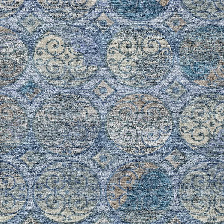 10' X 14' Navy Blue And Sky Blue Trellis Washable Indoor Outdoor Area Rug