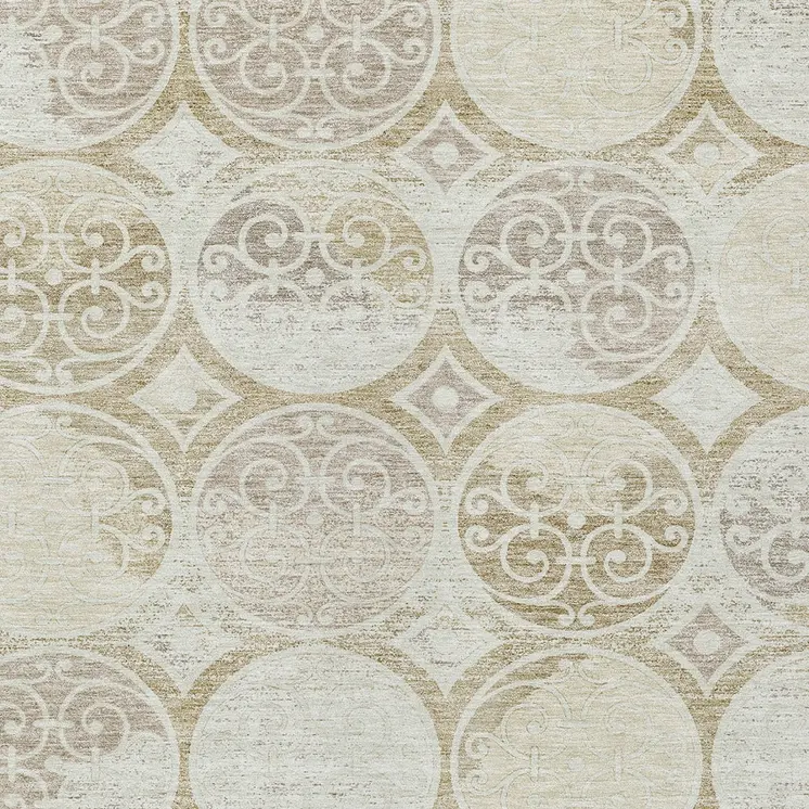 8' X 10' Ivory Beige And Taupe Trellis Washable Indoor Outdoor Area Rug