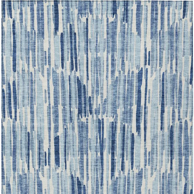 5' X 8' Navy Blue And Sky Blue Abstract Washable Indoor Outdoor Area Rug
