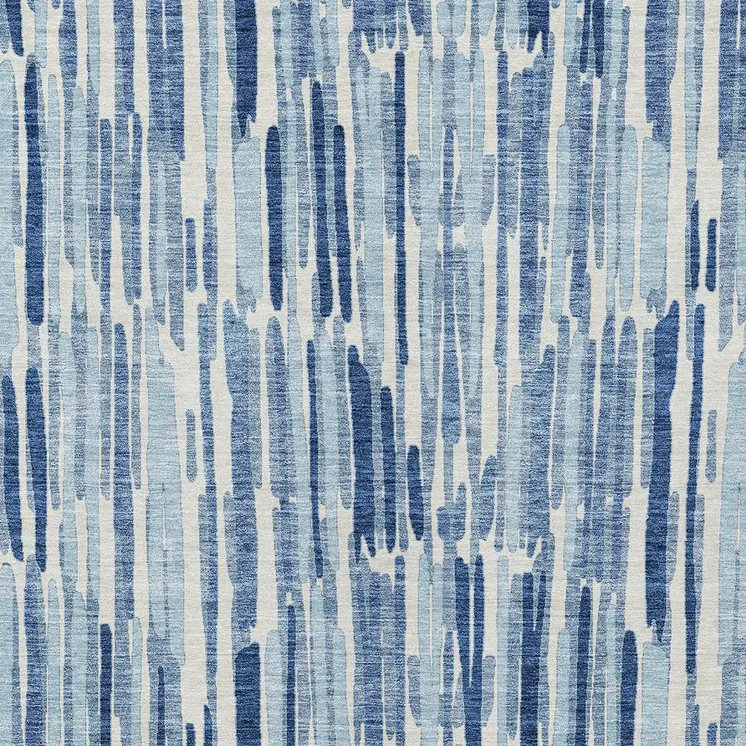 5' X 8' Navy Blue And Sky Blue Abstract Washable Indoor Outdoor Area Rug