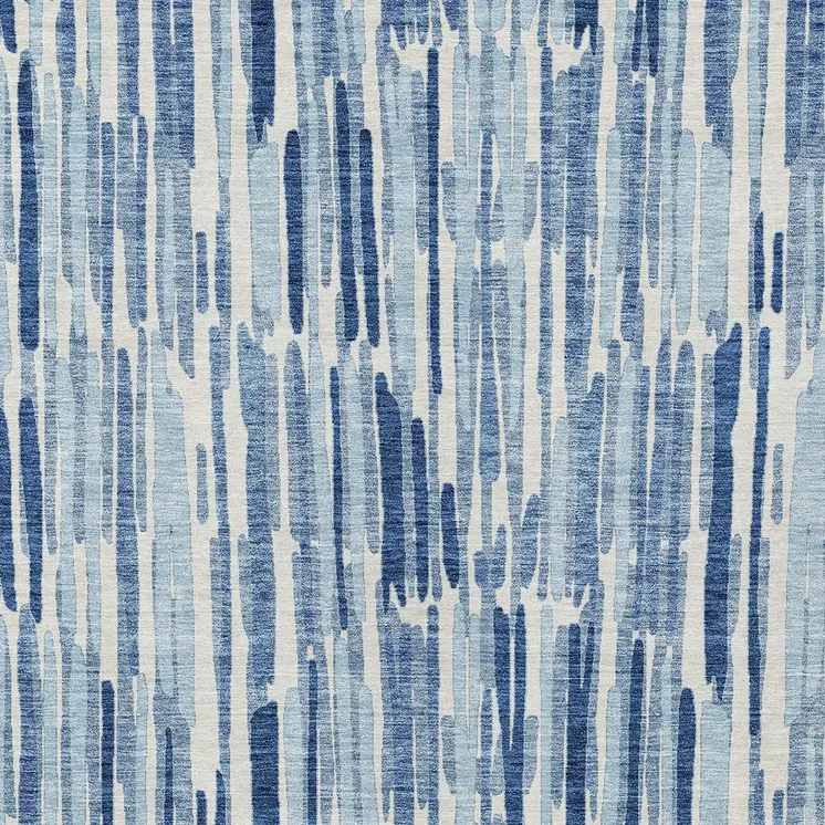 8' X 10' Navy Blue And Sky Blue Abstract Washable Indoor Outdoor Area Rug