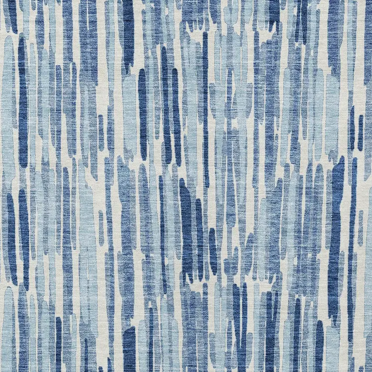 9' X 12' Navy Blue And Sky Blue Abstract Washable Indoor Outdoor Area Rug