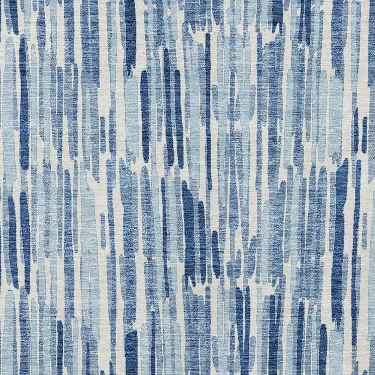 10' X 14' Navy Blue And Sky Blue Abstract Washable Indoor Outdoor Area Rug