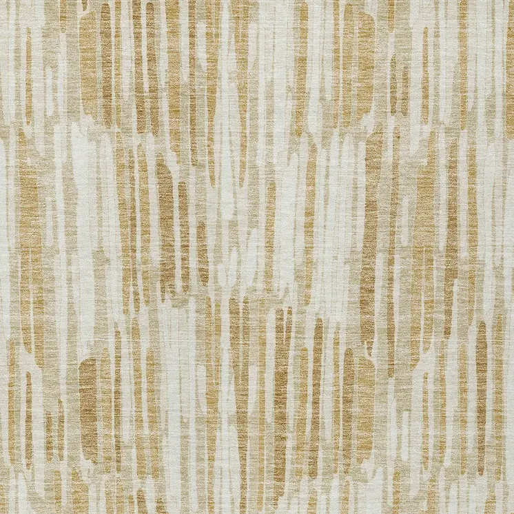3' X 5' Gold Beige And Ivory Abstract Washable Indoor Outdoor Area Rug