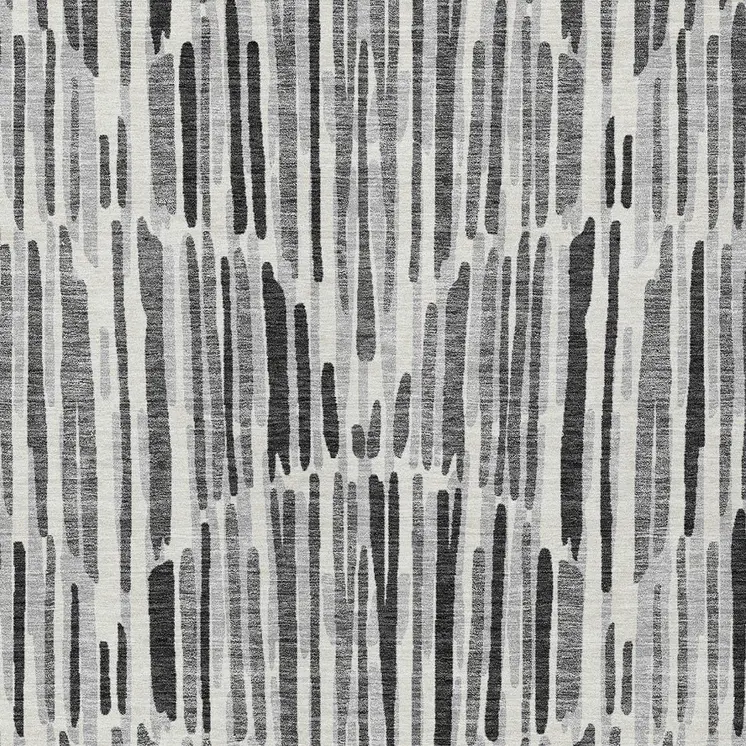5' X 8' Gray Ivory And Charcoal Abstract Washable Indoor Outdoor Area Rug