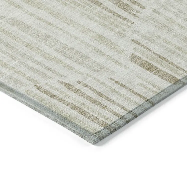 3' X 5' Ivory Beige And Taupe Abstract Washable Indoor Outdoor Area Rug