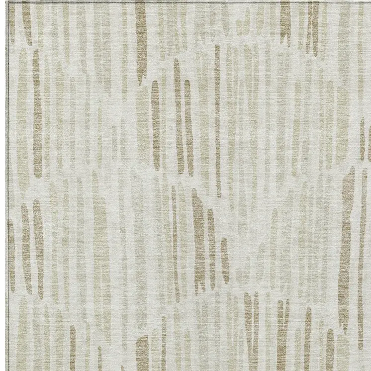 8' X 10' Ivory Beige And Taupe Abstract Washable Indoor Outdoor Area Rug