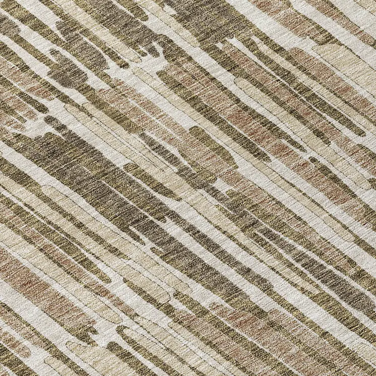 5' X 8' Brown And Taupe Abstract Washable Indoor Outdoor Area Rug