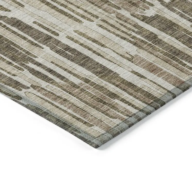 8' X 10' Brown And Taupe Abstract Washable Indoor Outdoor Area Rug