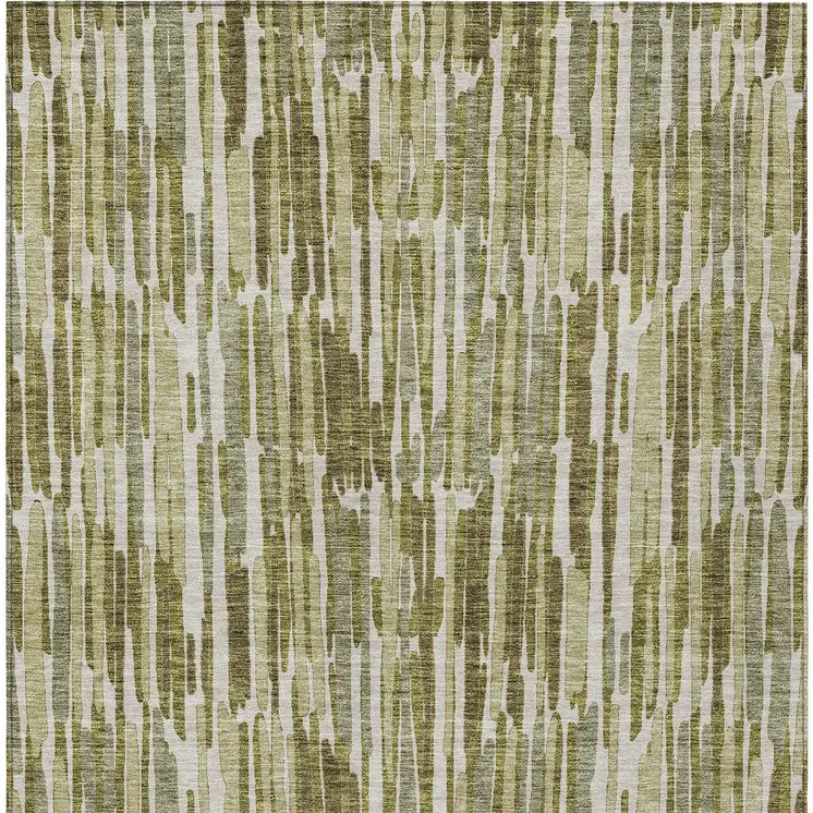 3' X 5' Olive Green Brown And Beige Abstract Washable Indoor Outdoor Area Rug