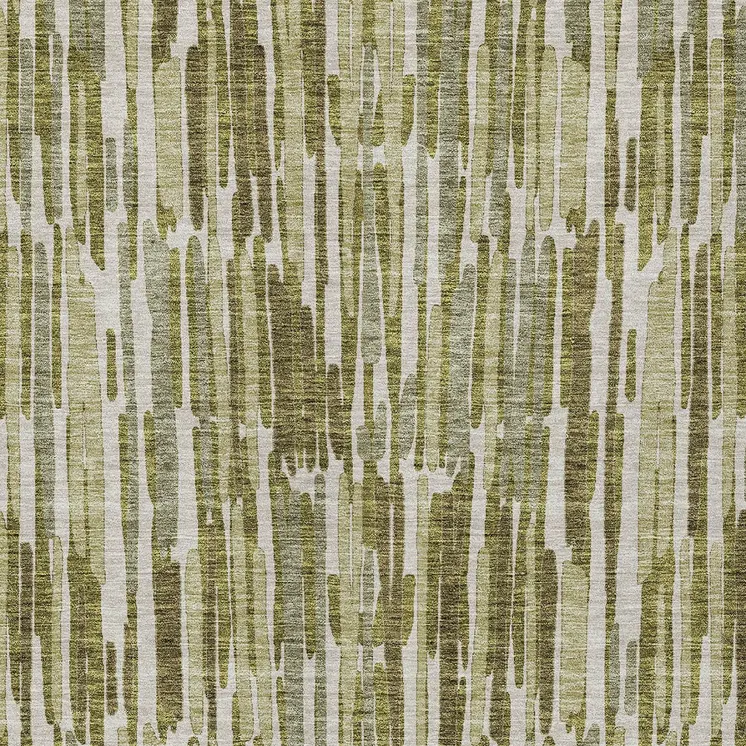 3' X 5' Olive Green Brown And Beige Abstract Washable Indoor Outdoor Area Rug
