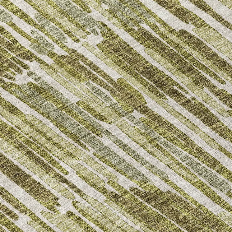 8' Olive Green Brown And Beige Round Abstract Washable Indoor Outdoor Area Rug