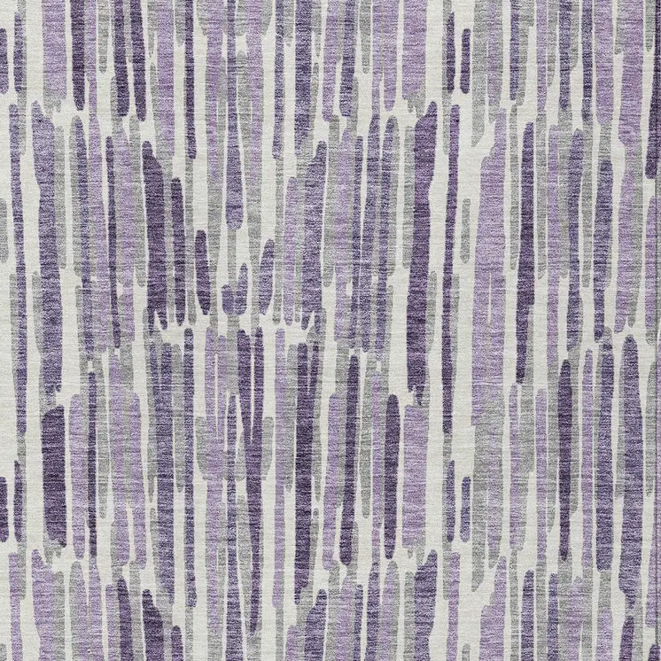 5' X 8' Purple Ivory And Lavender Abstract Washable Indoor Outdoor Area Rug