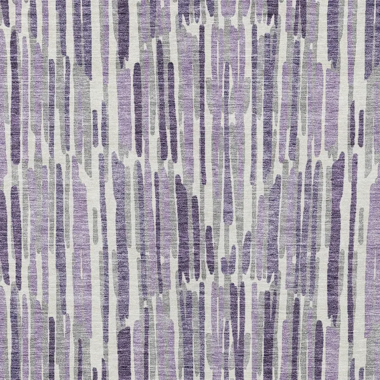 8' X 10' Purple Ivory And Lavender Abstract Washable Indoor Outdoor Area Rug
