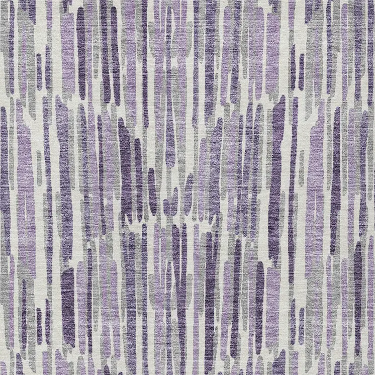 9' X 12' Purple Ivory And Lavender Abstract Washable Indoor Outdoor Area Rug