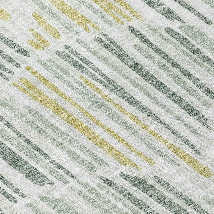 8' Sage Artichoke Green And Gold Round Abstract Washable Indoor Outdoor Area Rug