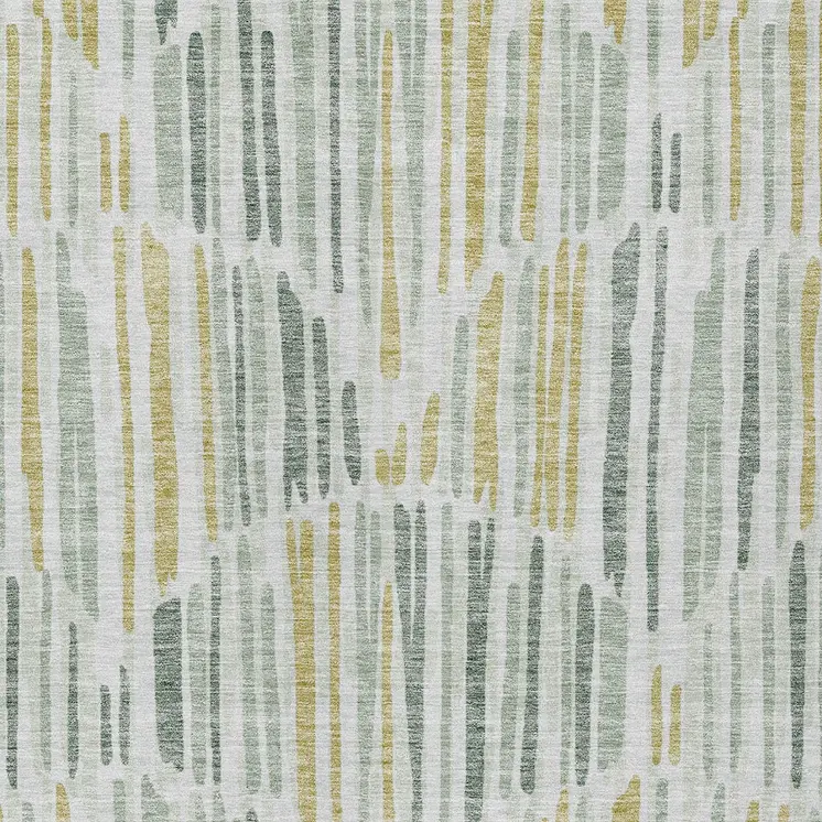 8' X 10' Sage Artichoke Green And Gold Abstract Washable Indoor Outdoor Area Rug