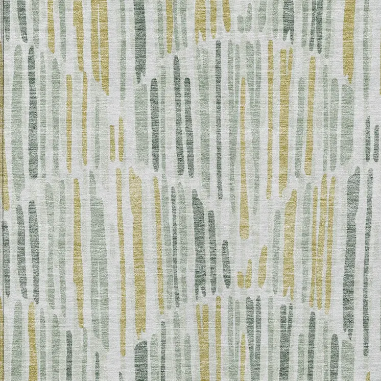 10' X 14' Sage Artichoke Green And Gold Abstract Washable Indoor Outdoor Area Rug