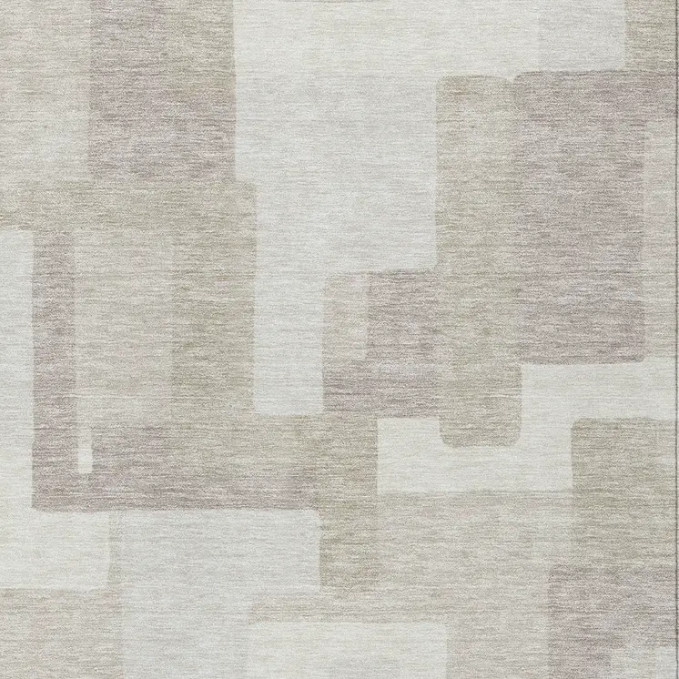 3' X 5' Beige Tan And Taupe Abstract Washable Indoor Outdoor Area Rug