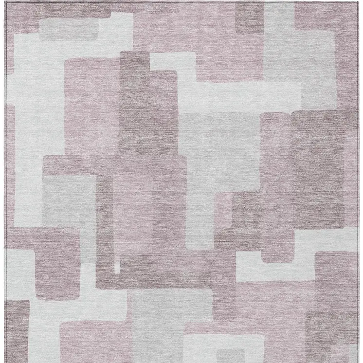 5' X 8' Blush Gray And Ivory Abstract Washable Indoor Outdoor Area Rug