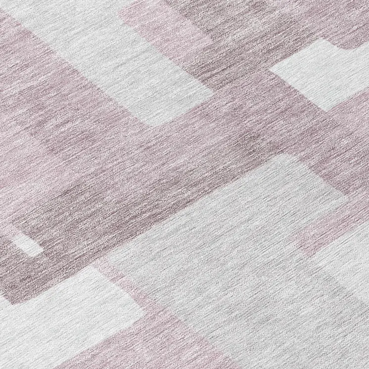 8' Blush Gray And Ivory Round Abstract Washable Indoor Outdoor Area Rug