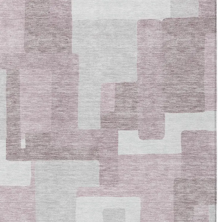 8' X 10' Blush Gray And Ivory Abstract Washable Indoor Outdoor Area Rug