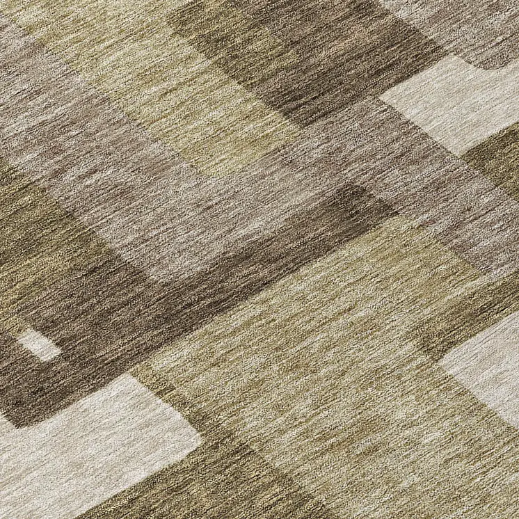 8' Brown And Beige Round Abstract Washable Indoor Outdoor Area Rug