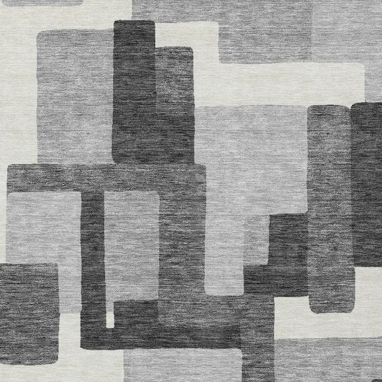 5' X 8' Gray Charcoal And Silver Abstract Washable Indoor Outdoor Area Rug