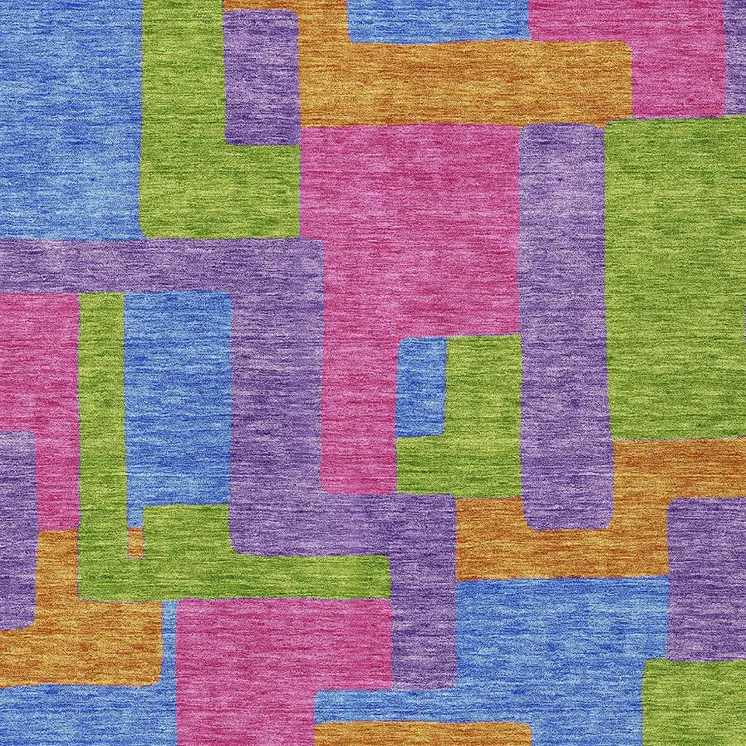3' X 5' Purple Pink And Blue Abstract Washable Indoor Outdoor Area Rug