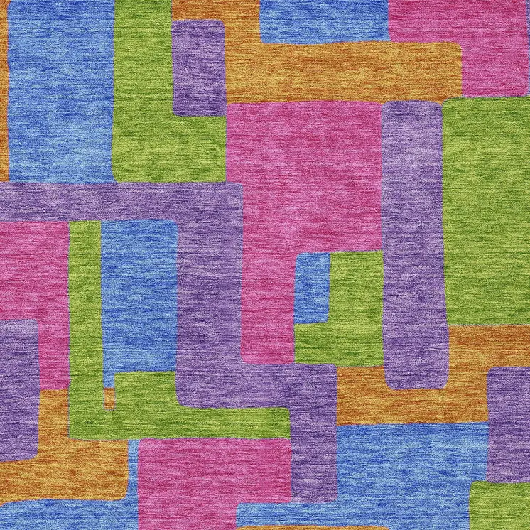 5' X 8' Purple Pink And Blue Abstract Washable Indoor Outdoor Area Rug
