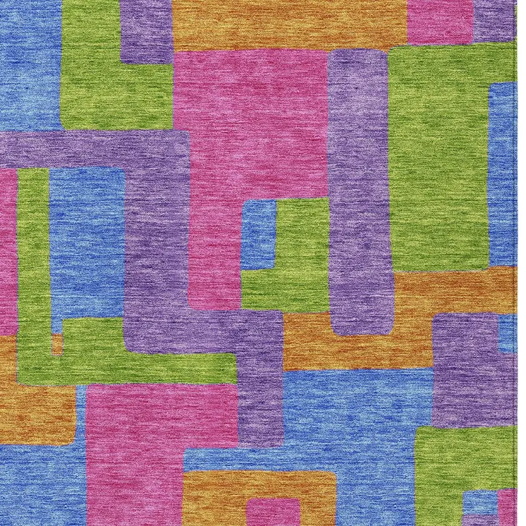 8' X 10' Purple Pink And Blue Abstract Washable Indoor Outdoor Area Rug