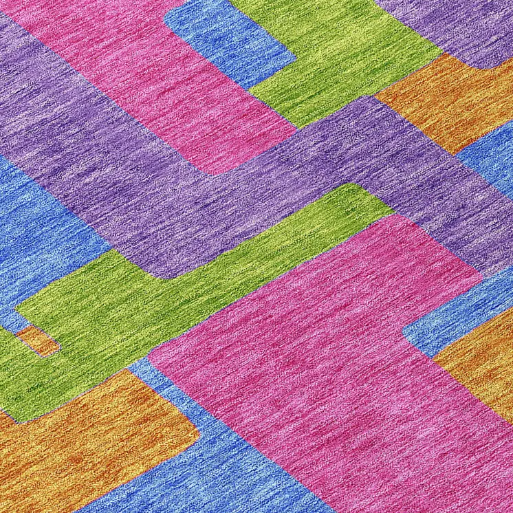 9' X 12' Purple Pink And Blue Abstract Washable Indoor Outdoor Area Rug