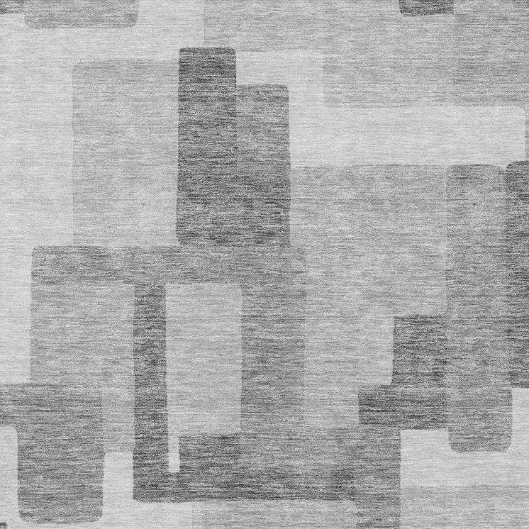 3' X 5' Silver And Charcoal Abstract Washable Indoor Outdoor Area Rug
