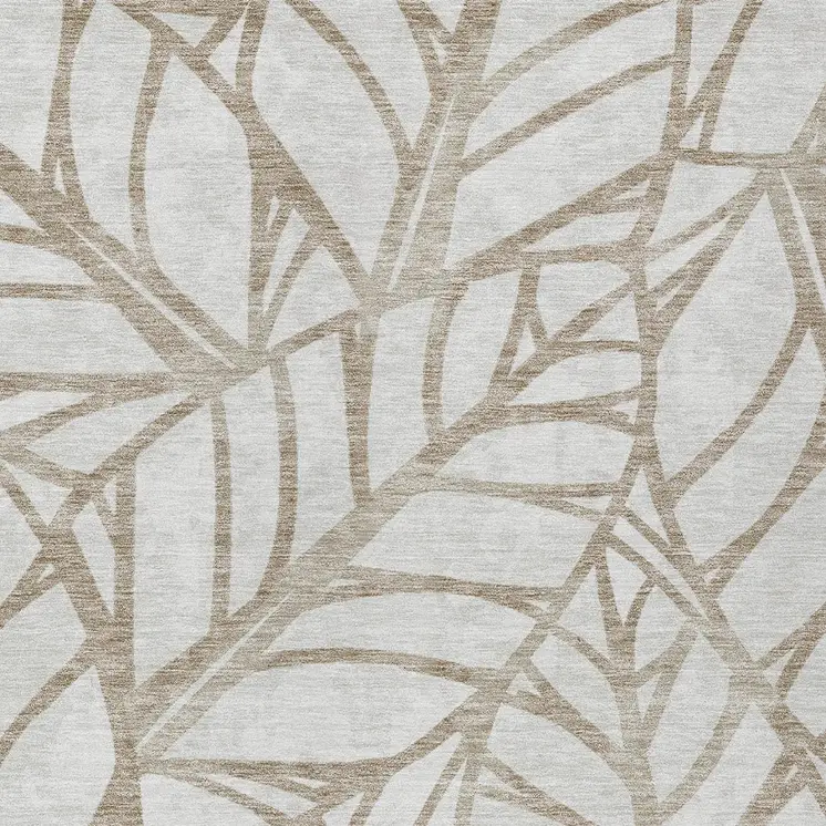 8' X 10' Beige And Brown Floral Washable Indoor Outdoor Area Rug