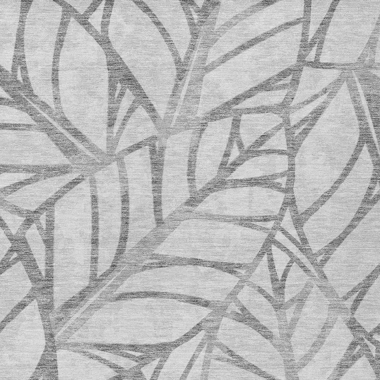 8' X 10' Gray And Silver Floral Washable Indoor Outdoor Area Rug