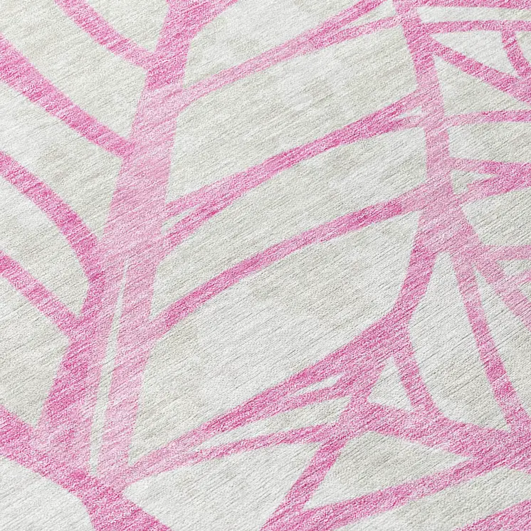 3' X 5' Pink And Beige Floral Washable Indoor Outdoor Area Rug