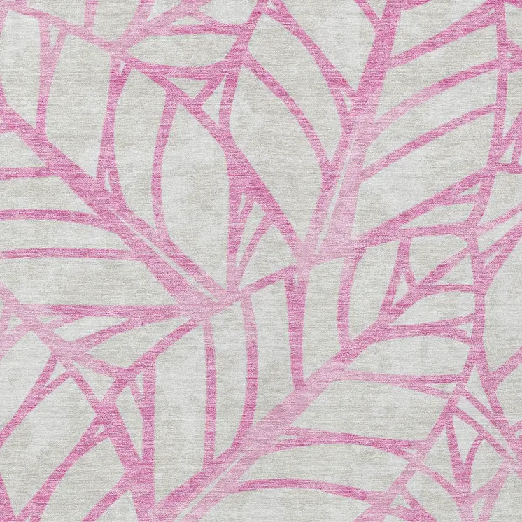 10' X 14' Pink And Beige Floral Washable Indoor Outdoor Area Rug