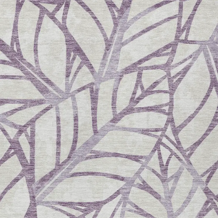 8' X 10' Purple Lavender And Beige Floral Washable Indoor Outdoor Area Rug