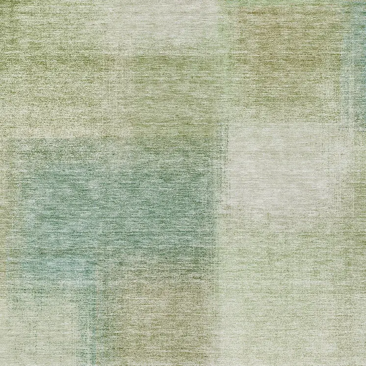 3' X 5' Artichoke Green And Beige Abstract Washable Indoor Outdoor Area Rug