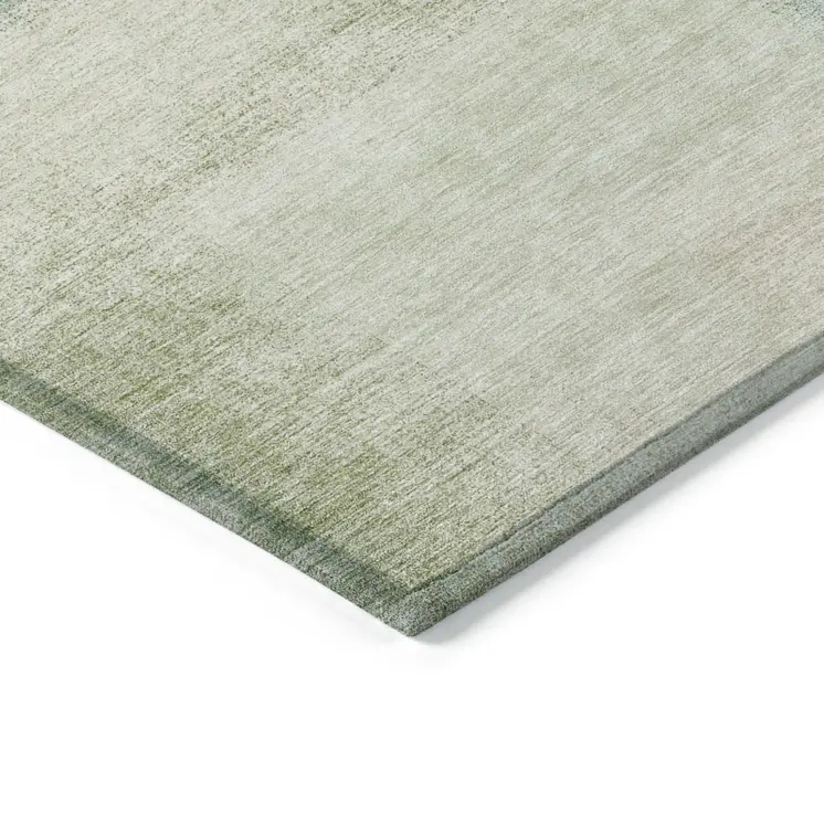10' X 14' Artichoke Green And Beige Abstract Washable Indoor Outdoor Area Rug