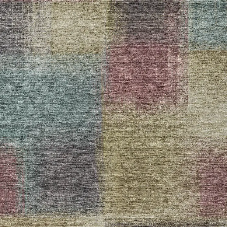 3' X 5' Beige Mauve And Brown Abstract Washable Indoor Outdoor Area Rug