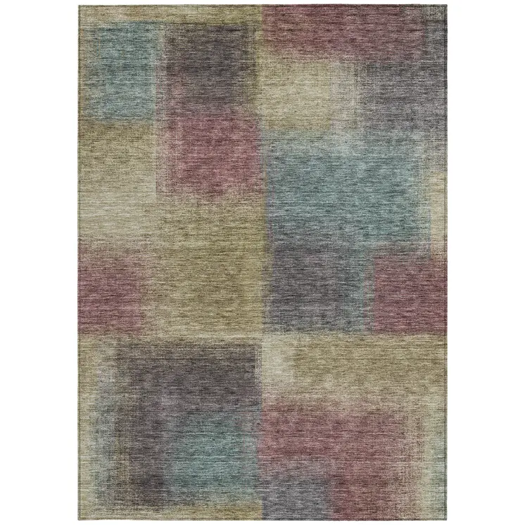 10' X 14' Beige Mauve And Brown Abstract Washable Indoor Outdoor Area Rug