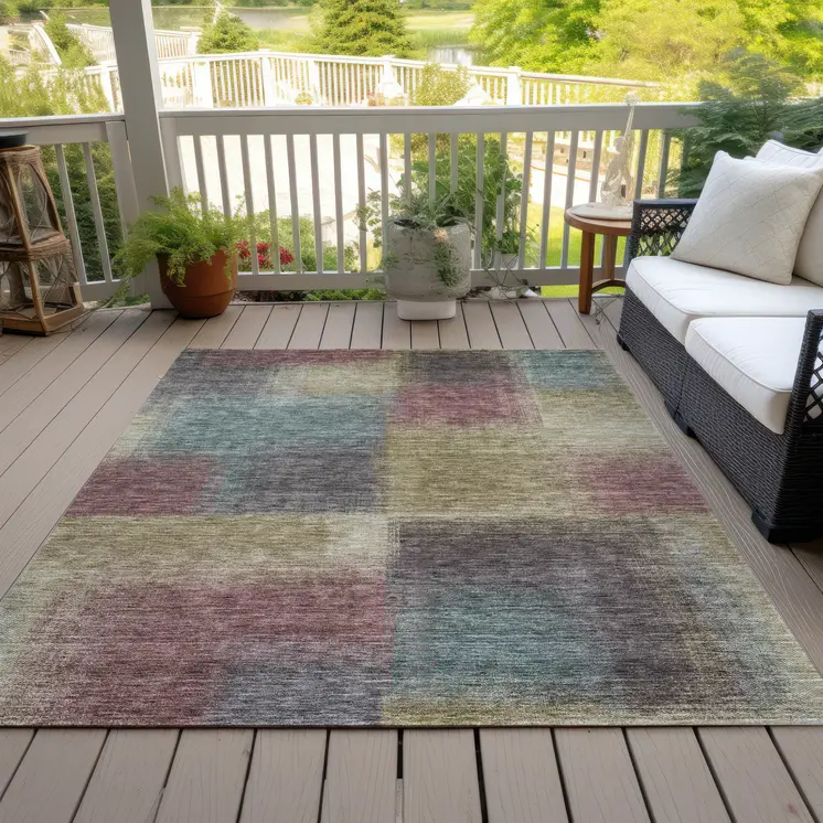 10' X 14' Beige Mauve And Brown Abstract Washable Indoor Outdoor Area Rug