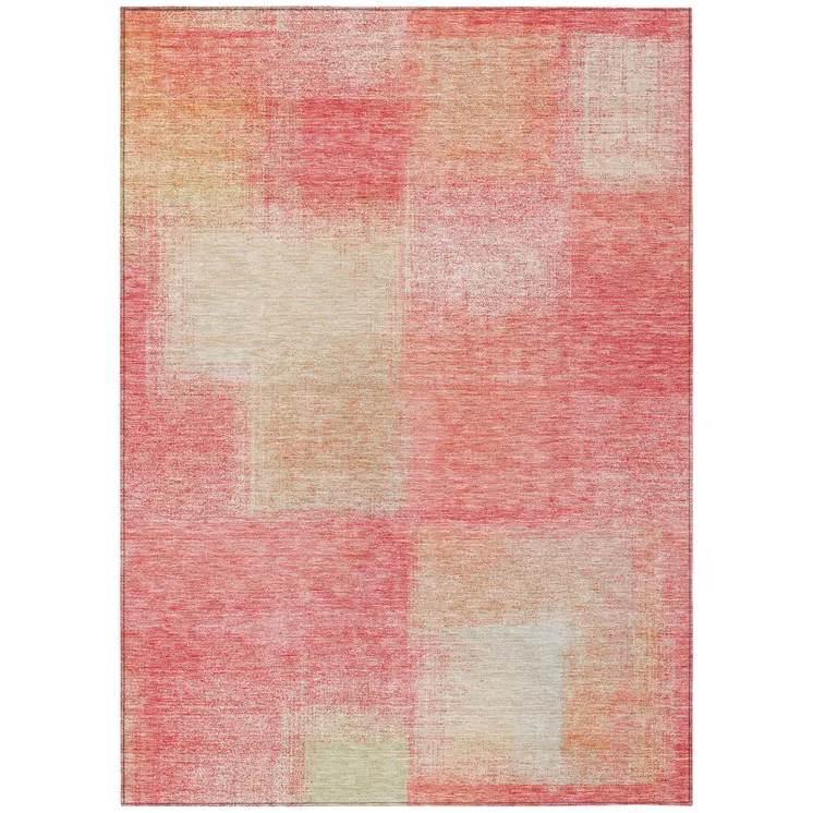 3' X 5' Blush Pink And Ivory Abstract Washable Indoor Outdoor Area Rug