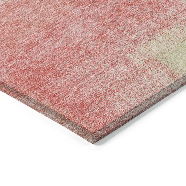 3' X 5' Blush Pink And Ivory Abstract Washable Indoor Outdoor Area Rug