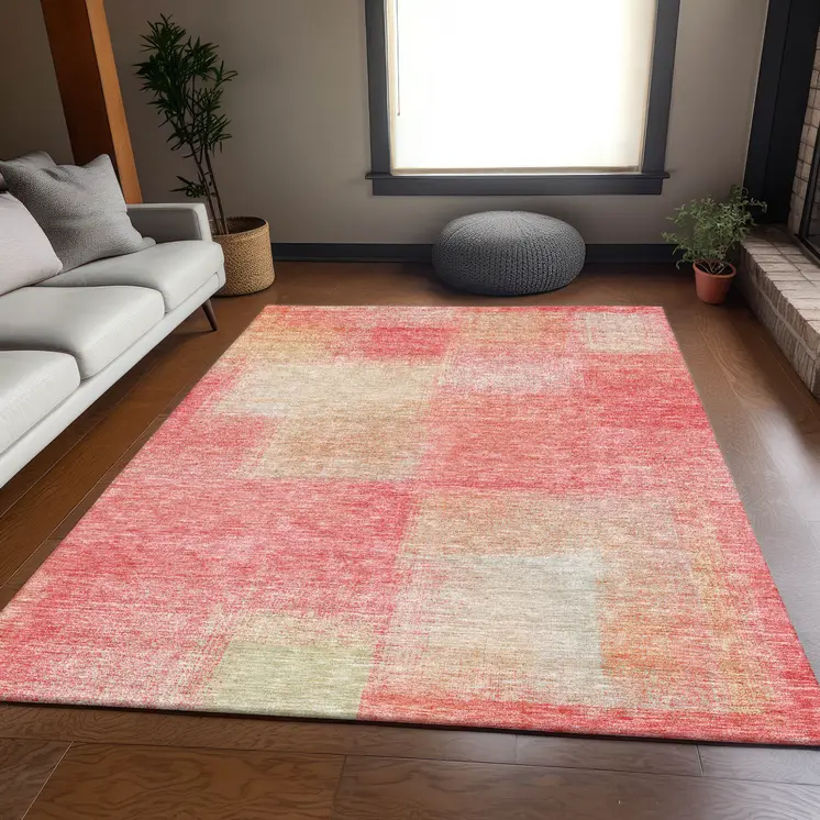 3' X 5' Blush Pink And Ivory Abstract Washable Indoor Outdoor Area Rug