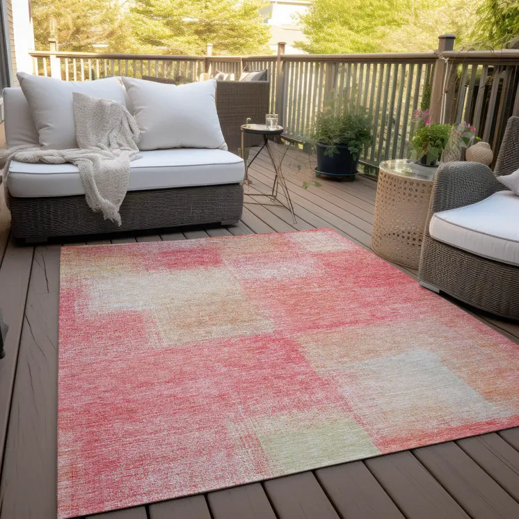 3' X 5' Blush Pink And Ivory Abstract Washable Indoor Outdoor Area Rug